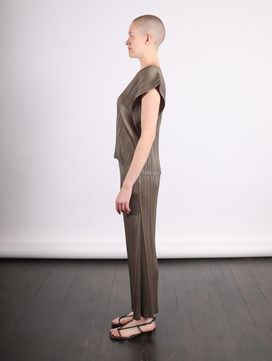 Monthly Colors March Top in Khaki by Pleats Please Issey Miyake-Idlewild