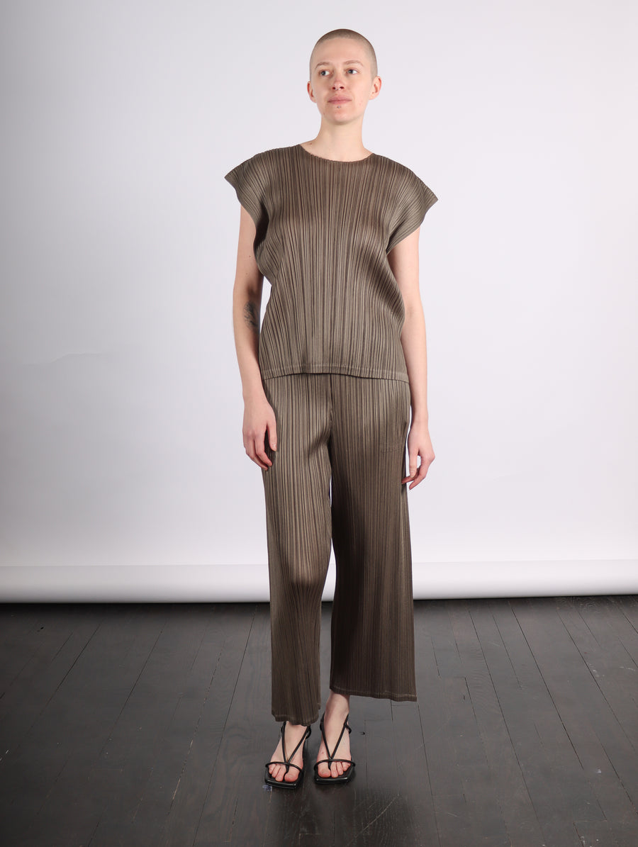 Monthly Colors March Top in Khaki by Pleats Please Issey Miyake-Idlewild