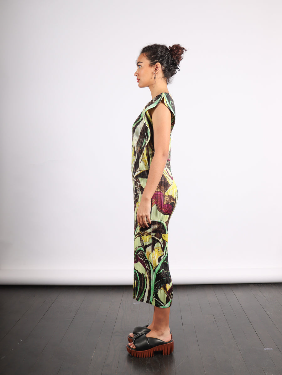 Tardivo Dress in Khaki by Pleats Please Issey Miyake-Idlewild