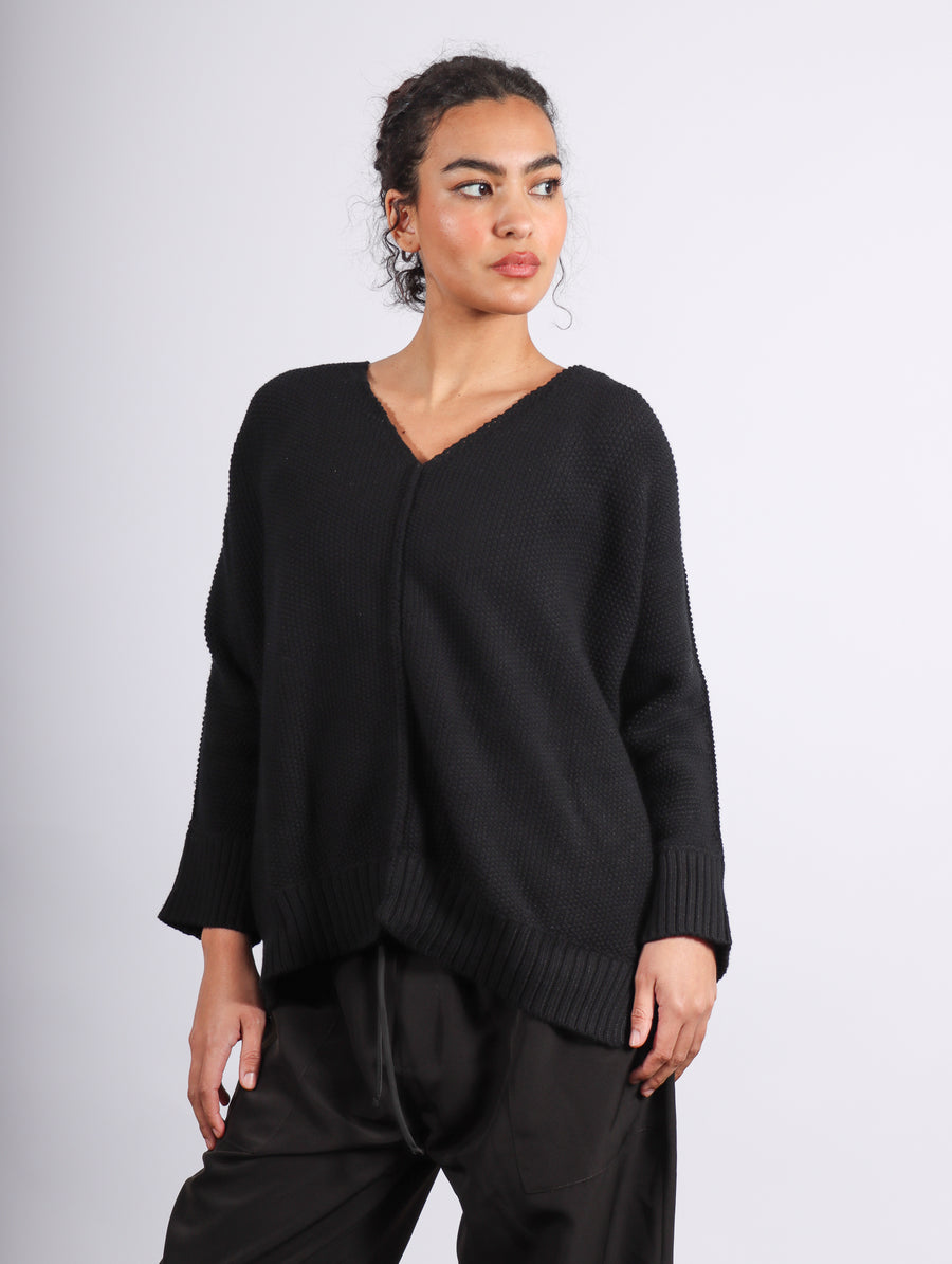 Pebble V Sweater in Black by Planet-Idlewild