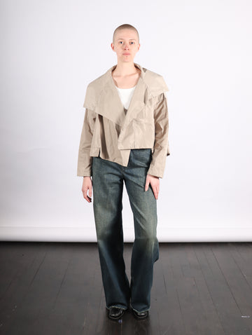 Cropped Asymmetrical Jacket in Fawn by Planet-Idlewild