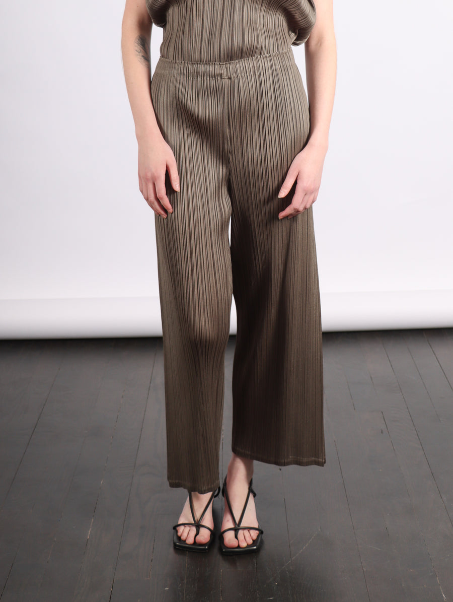 Monthly Colors March Pants in Khaki by Pleats Please Issey Miyake-Idlewild