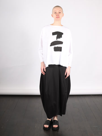 Brush Stroke Boxy Tee in White & Black by Planet-Idlewild
