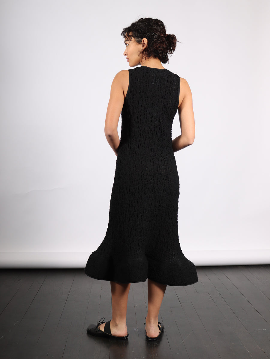 Foam Ruffle Dress in Black Bubble Jersey by Melitta Baumeister-Idlewild