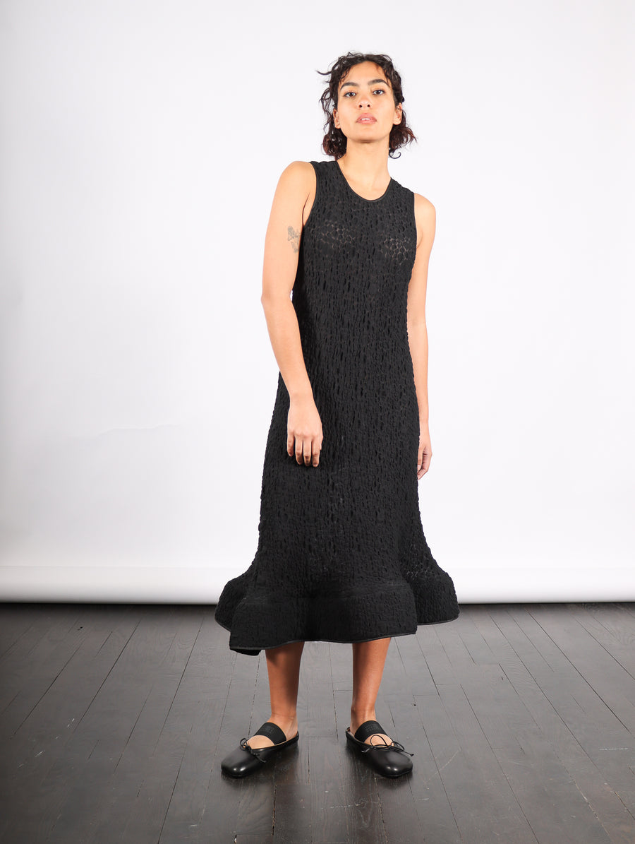 Foam Ruffle Dress in Black Bubble Jersey by Melitta Baumeister-Idlewild
