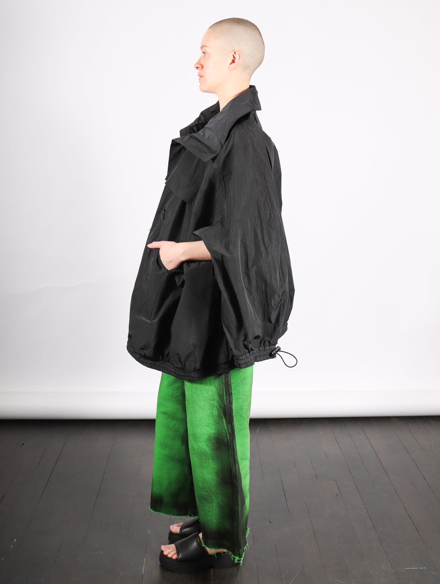 Track Jacket in Black Crinkly Nylon by Melitta Baumeister-Idlewild