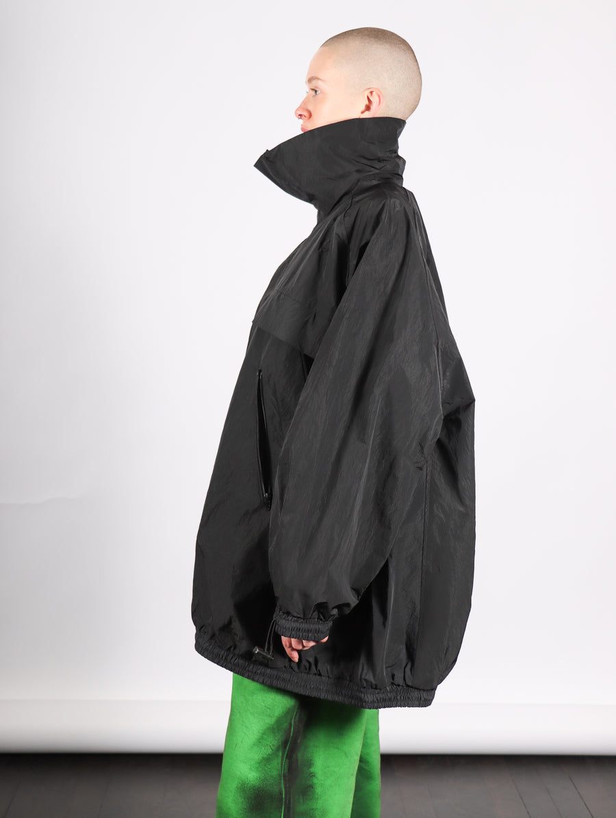 Track Jacket in Black Crinkly Nylon by Melitta Baumeister-Idlewild