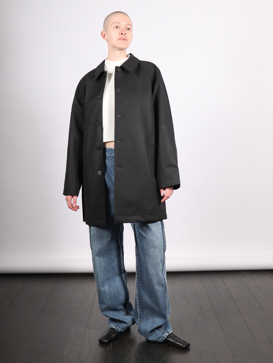 Bonded Luxe Twill Carcoat in Black by Tibi