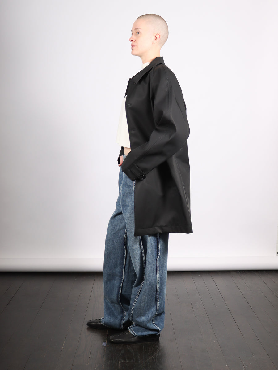 Bonded Luxe Twill Carcoat in Black by Tibi-Idlewild