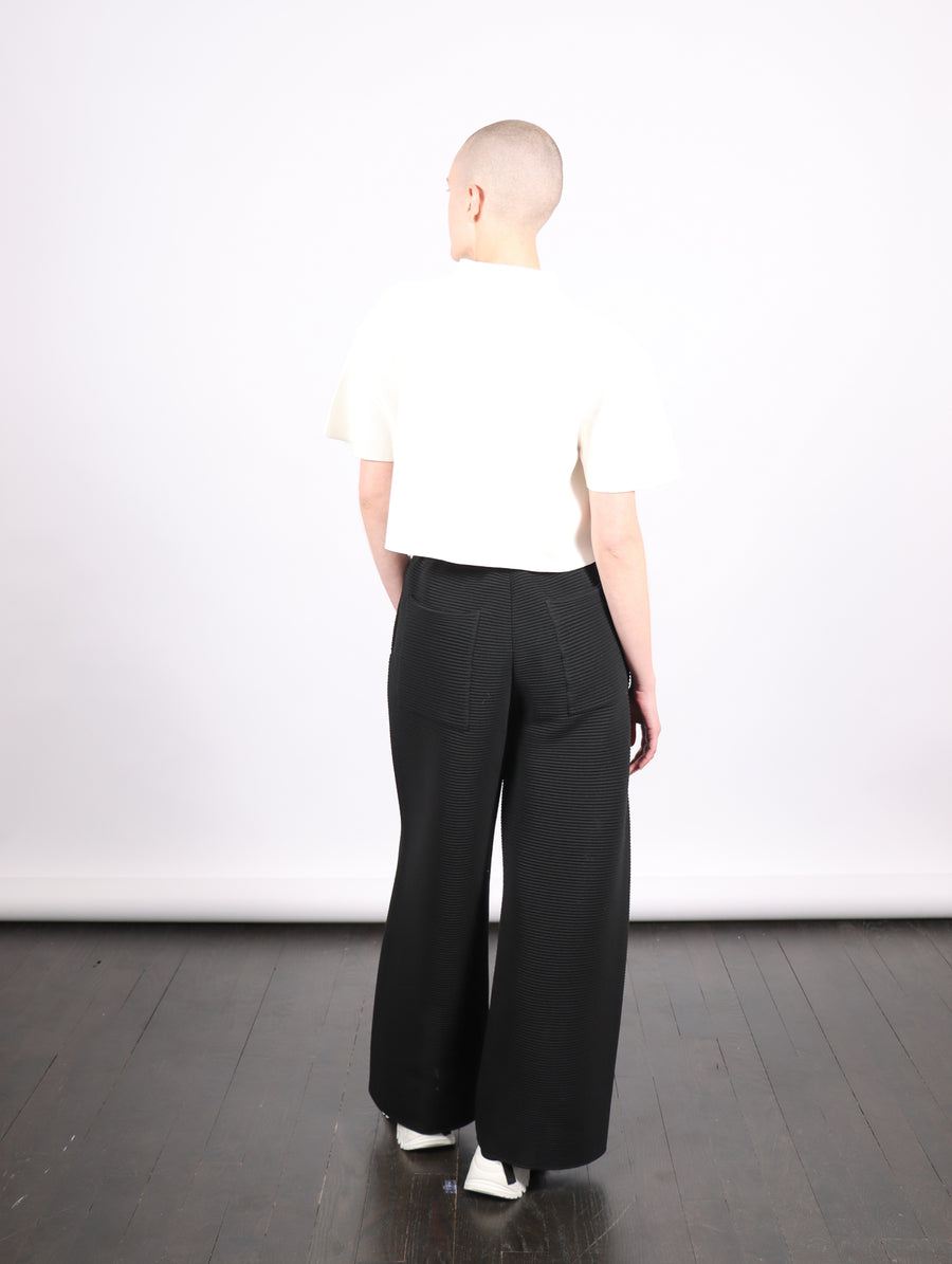 Garter Mockneck Cropped Tee Shirt in White by CFCL-Idlewild