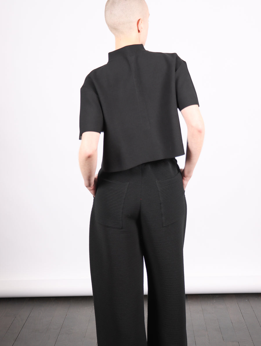 Garter Mockneck Cropped Tee Shirt in Black by CFCL-Idlewild