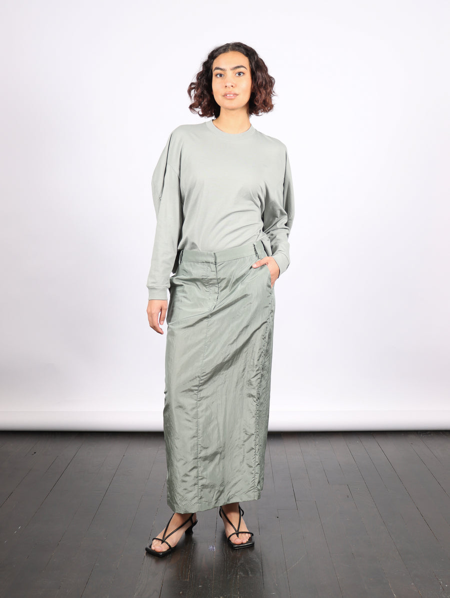 Silk Nylon Maxi Skirt in Pumice Grey by Tibi-Idlewild