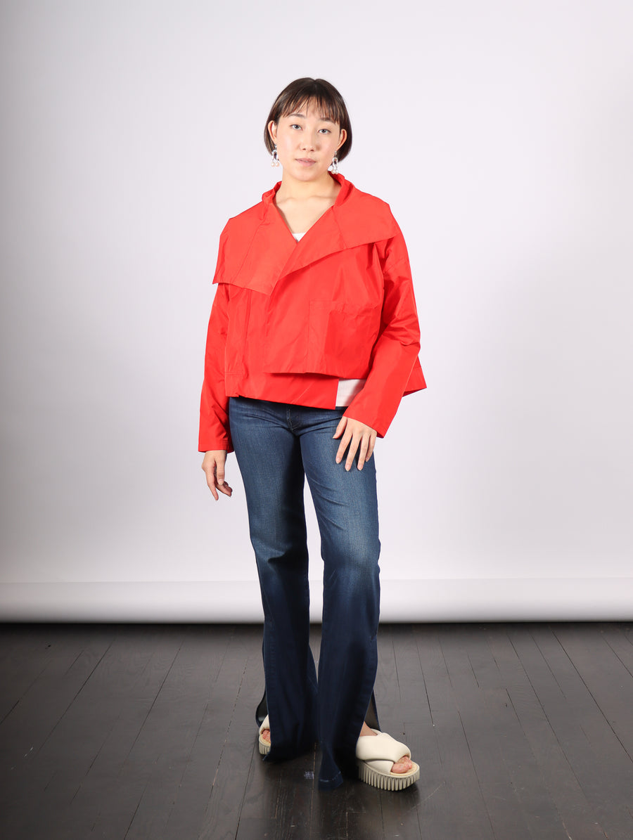 Cropped Asymmetrical Jacket in Cherry by Planet-Idlewild
