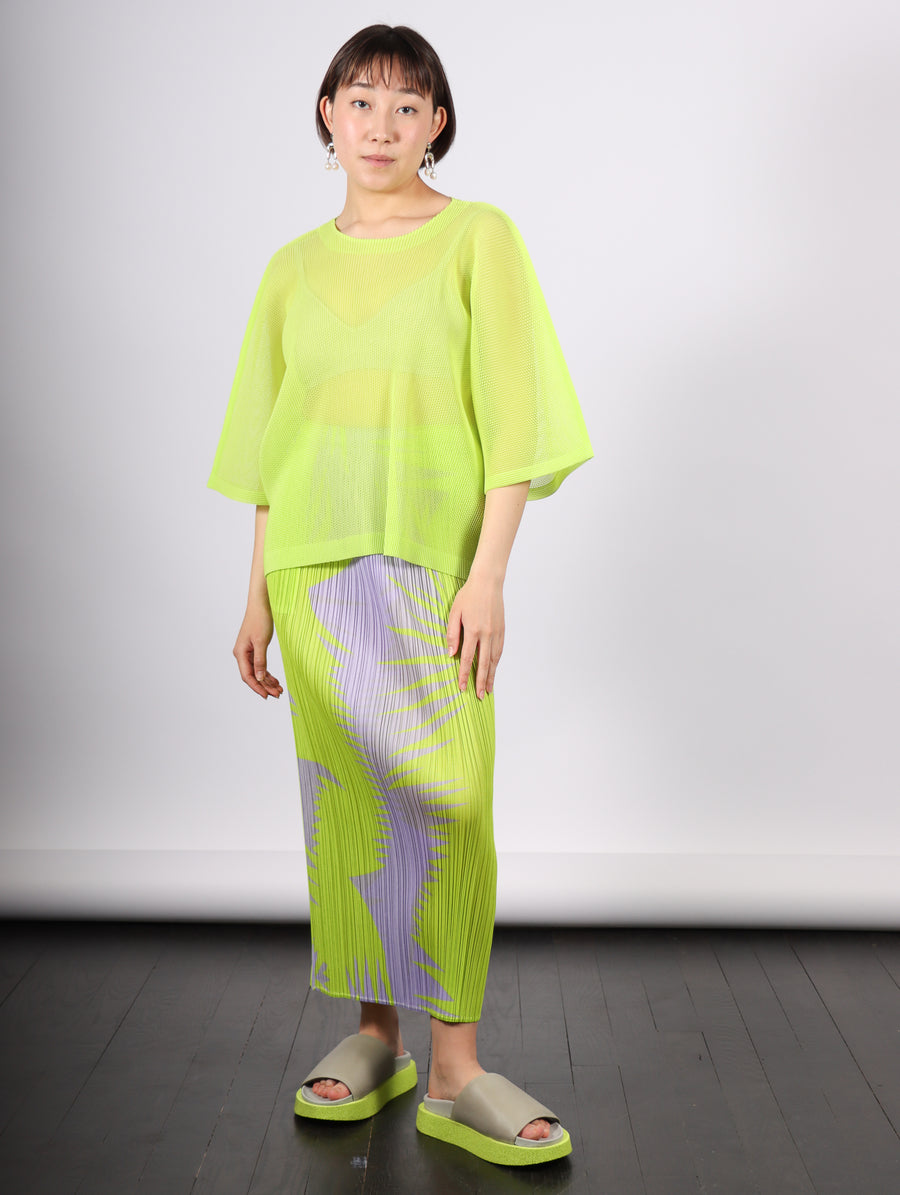 Tatami April Top in Yellow Green by Pleats Please Issey Miyake-Idlewild