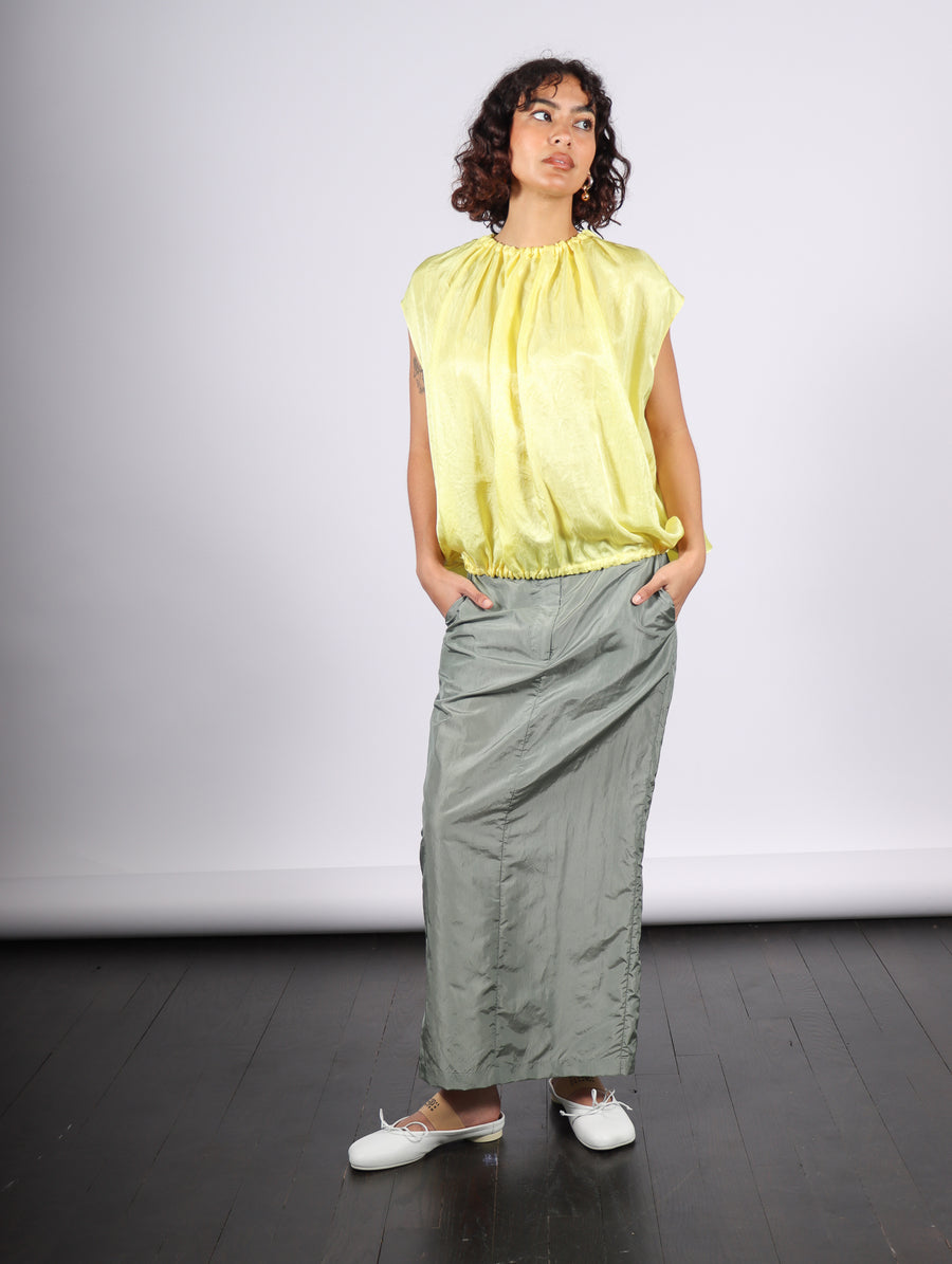 Spring Shirred Neck Top in Yellow by Tibi-Idlewild