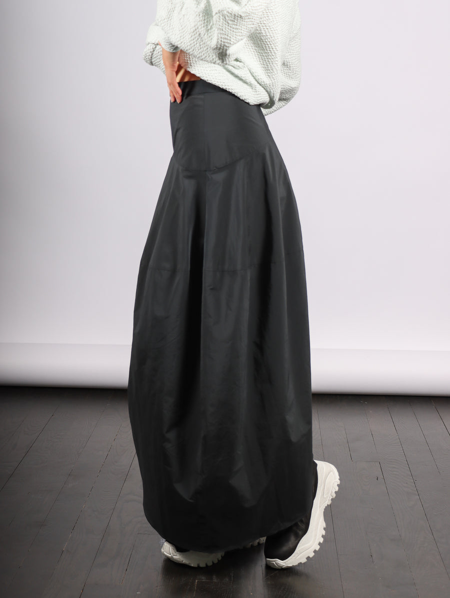 Nylon Asymmetrical Balloon Skirt in Black by Tibi-Idlewild