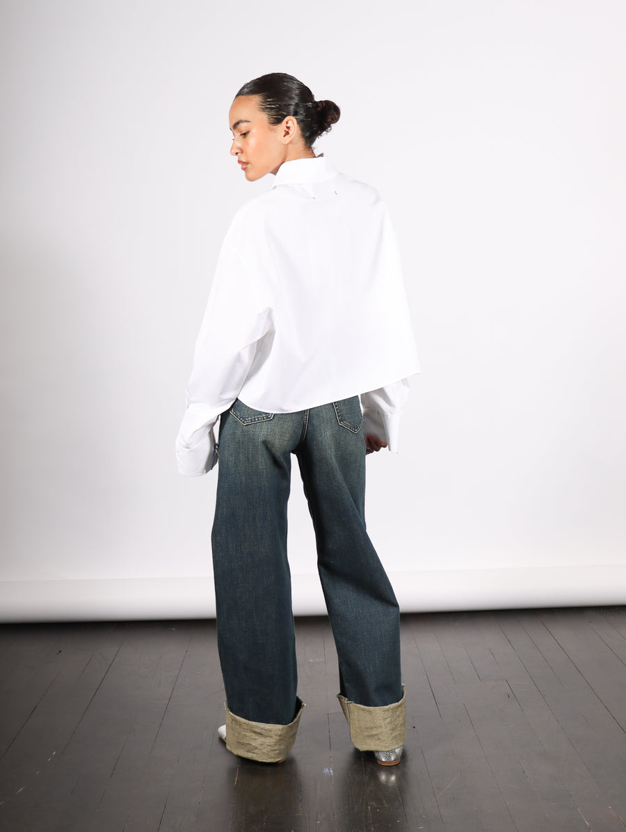 Square Cropped Shirt in White by Calcaterra-Idlewild