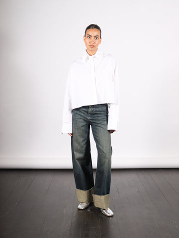 Square Cropped Shirt in White by Calcaterra-Idlewild