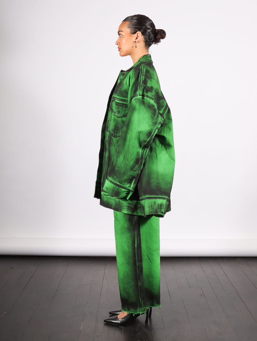 Denim Jacket in Green Painted Denim by Melitta Baumeister-Idlewild