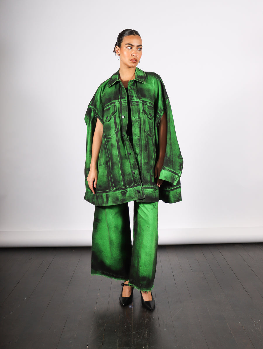 Denim Jacket in Green Painted Denim by Melitta Baumeister-Idlewild