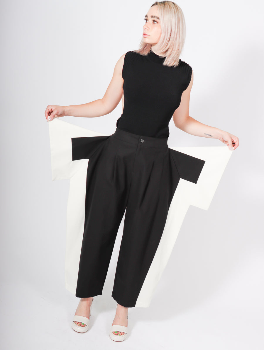 Square One Pants in Black with White by Issey Miyake-Idlewild