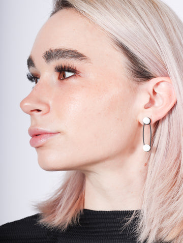 Point to Point Short Earrings in Silver by Issey Miyake-Idlewild