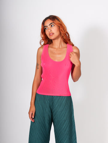 Mist Sleeveless Top in Bright Pink by Pleats Please Issey Miyake-Idlewild