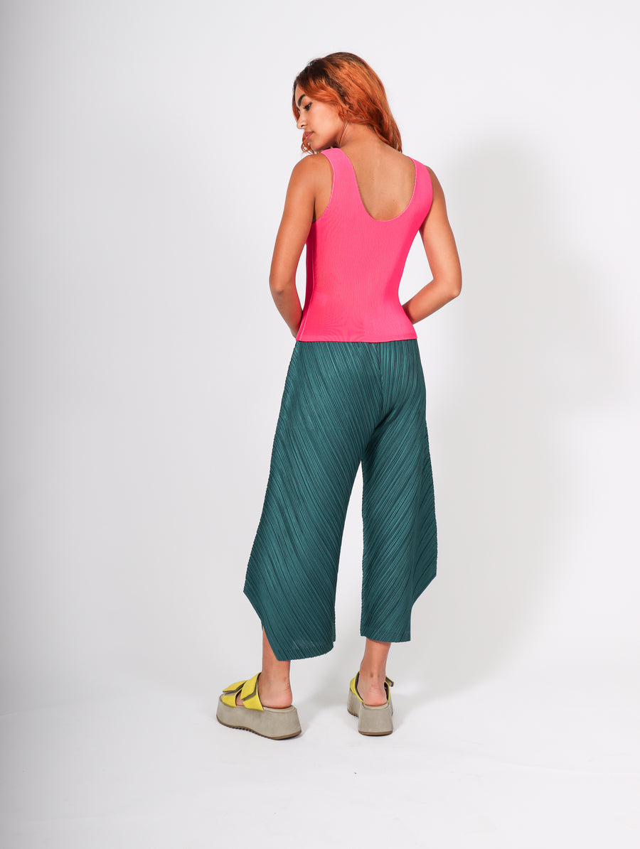 Thicker Bottoms Flare Pants in Turquoise Green by Pleats Please Issey Miyake-Idlewild