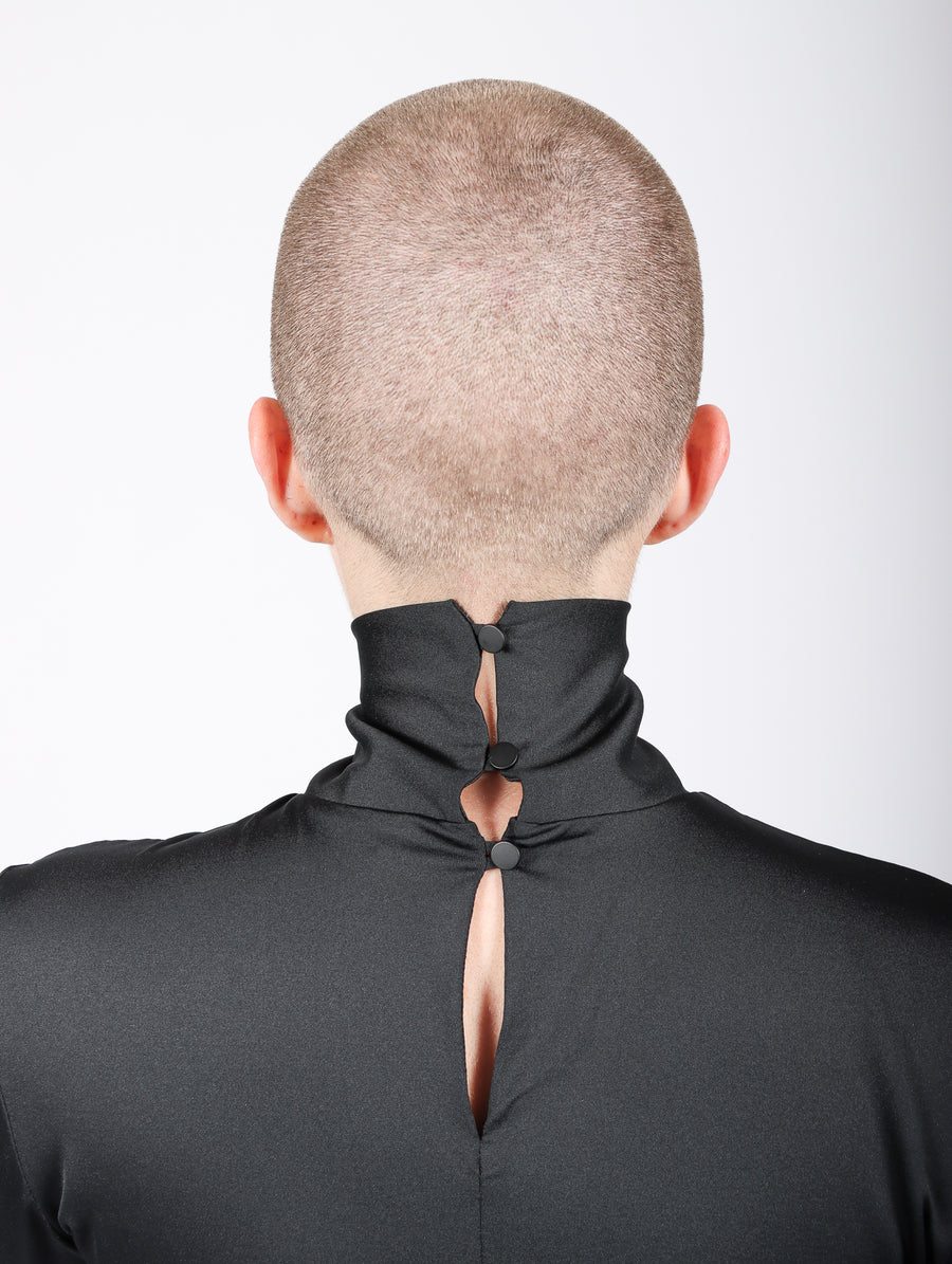 Tie Neck Stretch Bodysuit in Black by Tibi-Idlewild
