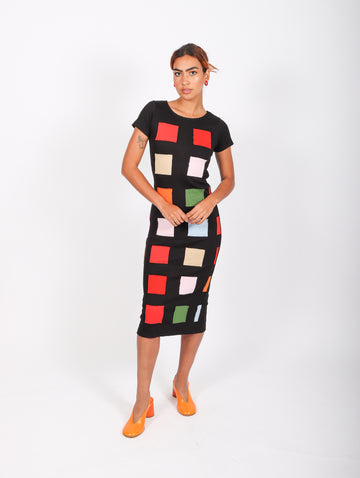 Kellys Dress in Patch Grid by Delfina Balda-Idlewild