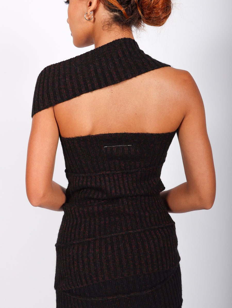 Knit One Shoulder Top in Black by MM6 Maison Margiela-Idlewild