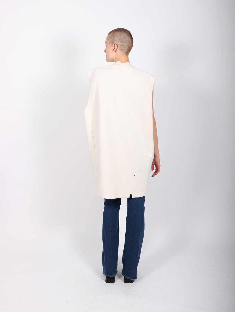Distressed Knit Sweater Dress in Off White by MM6 Maison Margiela-Idlewild