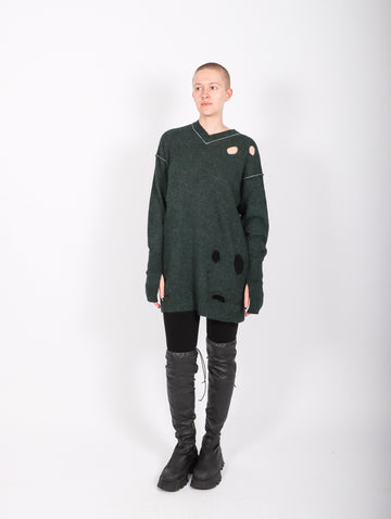 V-Neck Sweater Dress in Dark Green by MM6 Maison Margiela-Idlewild