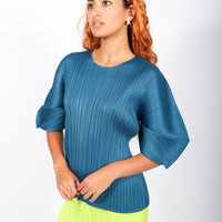 Monthly Colors August Top in Blue Green by Pleats Please Issey