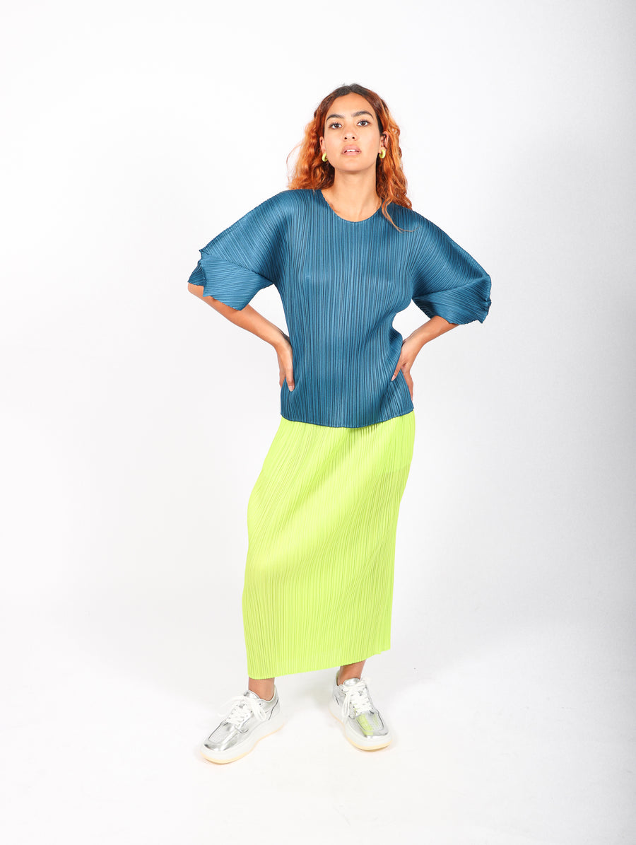 Pleats Please Issey Miyake July Scoop-Neck Pleated T-Shirt - Green
