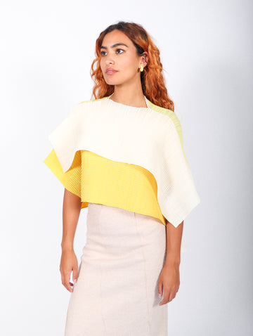 Framed Pleats Top in Yellow by Issey Miyake-Idlewild