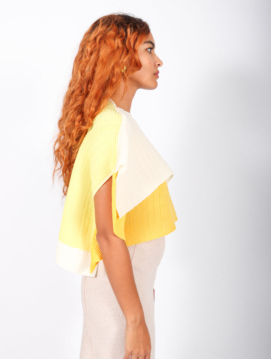 Framed Pleats Top in Yellow by Issey Miyake-Idlewild