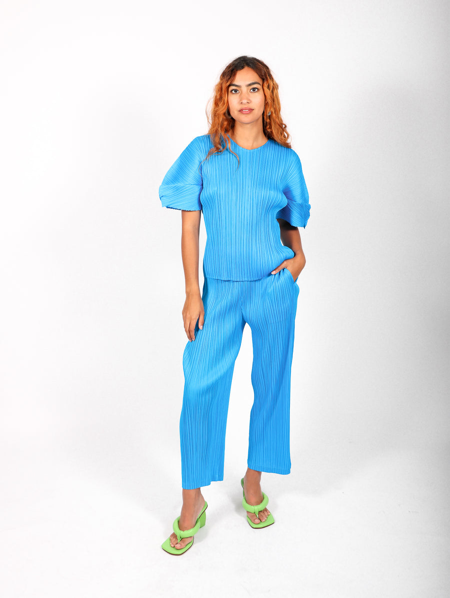 Monthly Colors August Top in Bright Blue by Pleats Please Issey Miyake-Idlewild