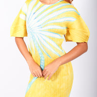 Pleats Please Issey Miyake Alley plissé-effect Midi Dress - Yellow