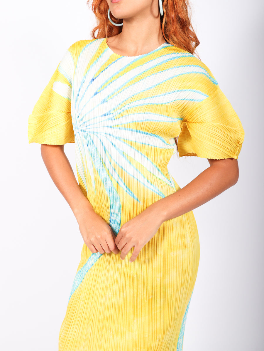 Ice Desert Dress in Yellow by Pleats Please Issey Miyake