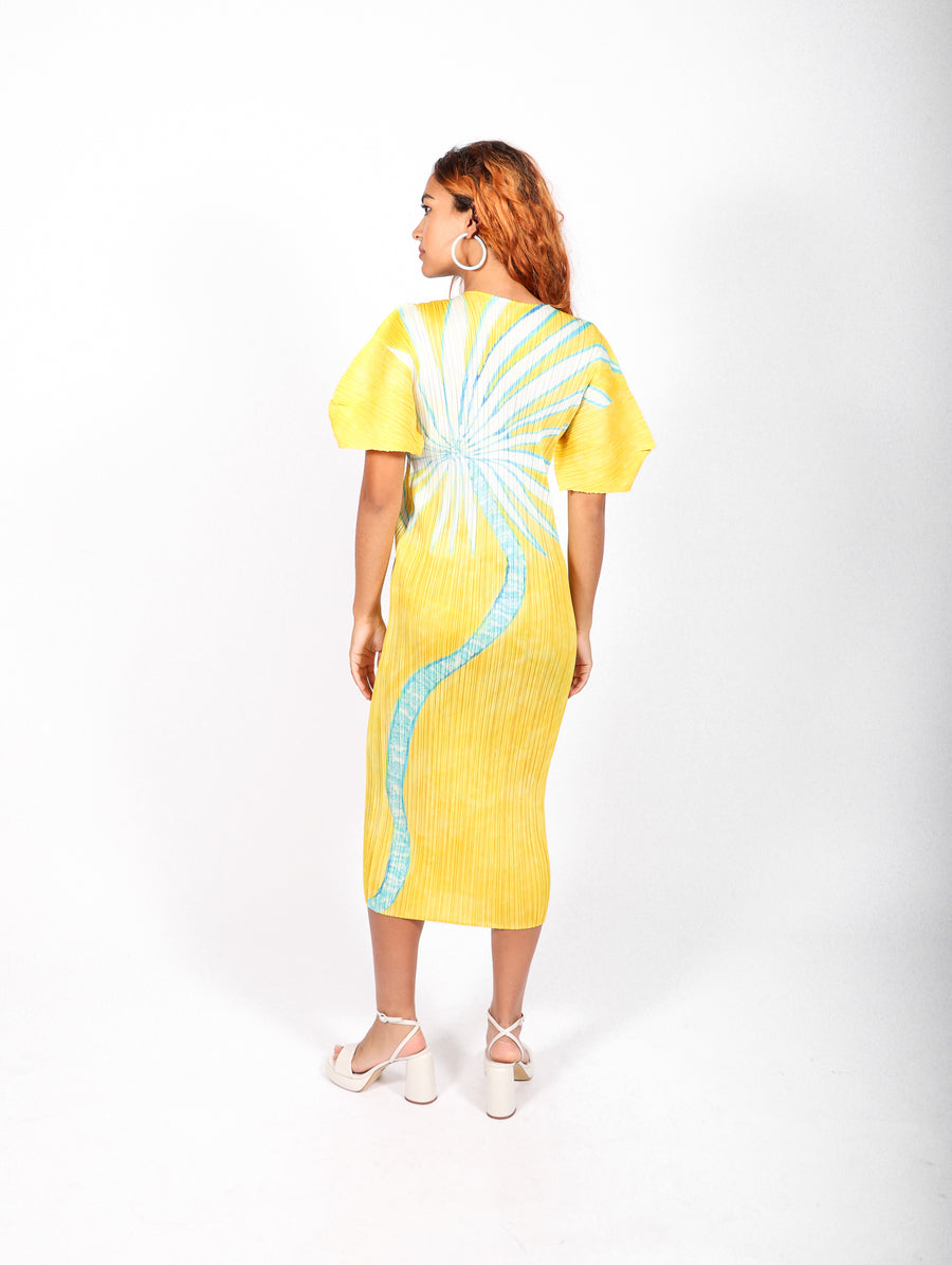 Ice Desert Dress in Yellow by Pleats Please Issey Miyake