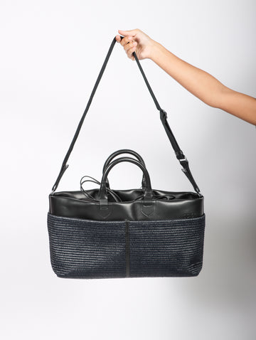 Baguette Cabas Bag in Black Raffia by 10.03.53-Idlewild