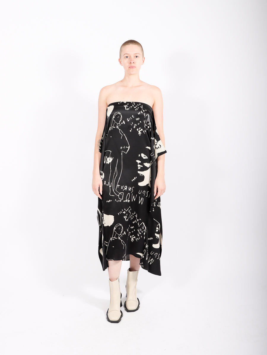 Strapless Rectangle Dress in Black & Winter White by Zero + Maria Cornejo-Idlewild