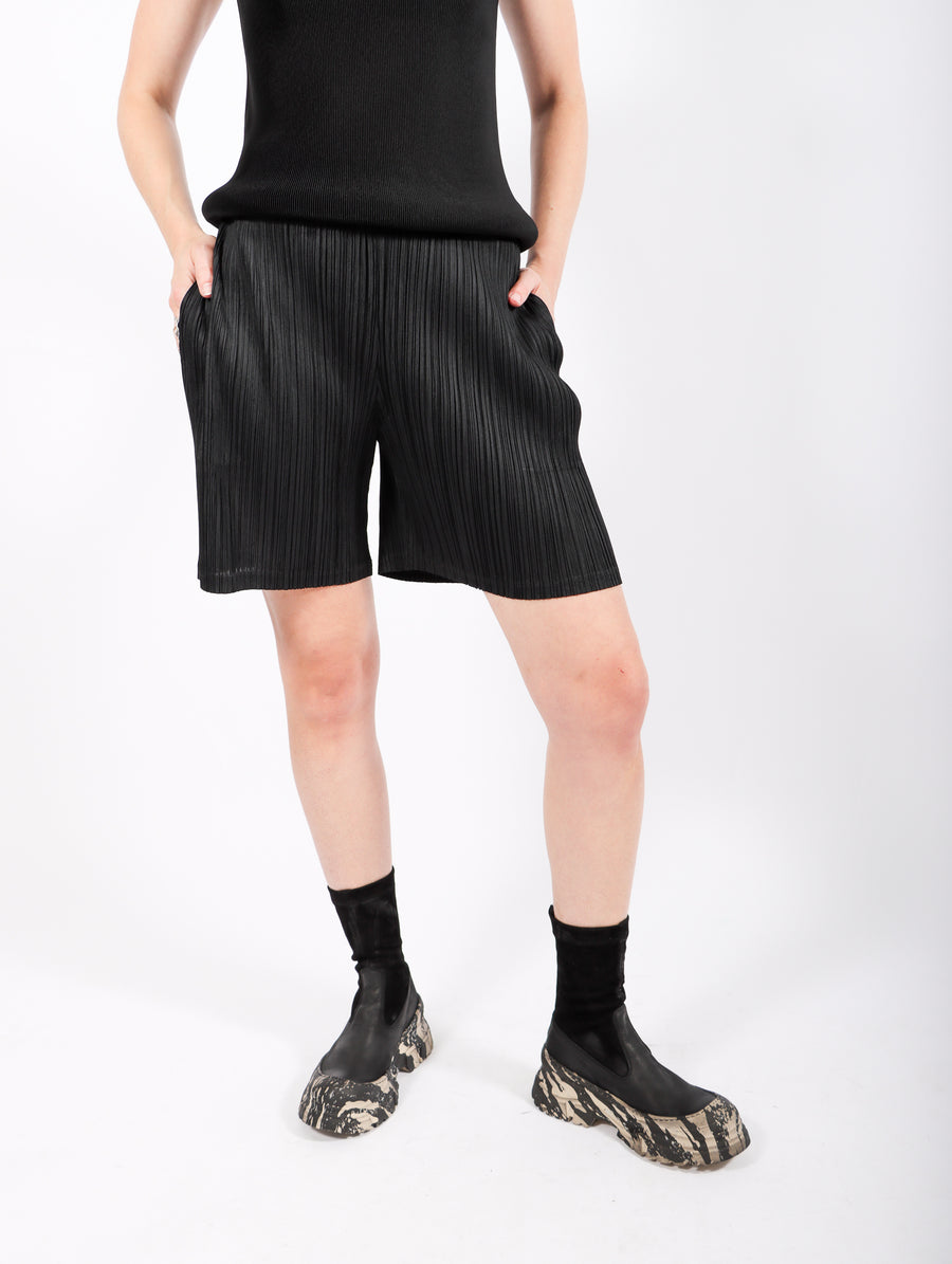 Thicker Bottoms 1 Shorts in Black by Pleats Please Issey Miyake