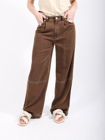 Eileen Ranch Cotton Pants in Dark Brown by Rodebjer-Idlewild