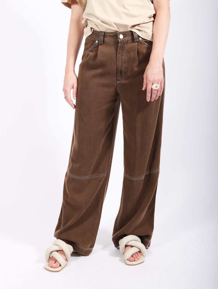 Eileen Ranch Cotton Pants in Dark Brown by Rodebjer-Idlewild