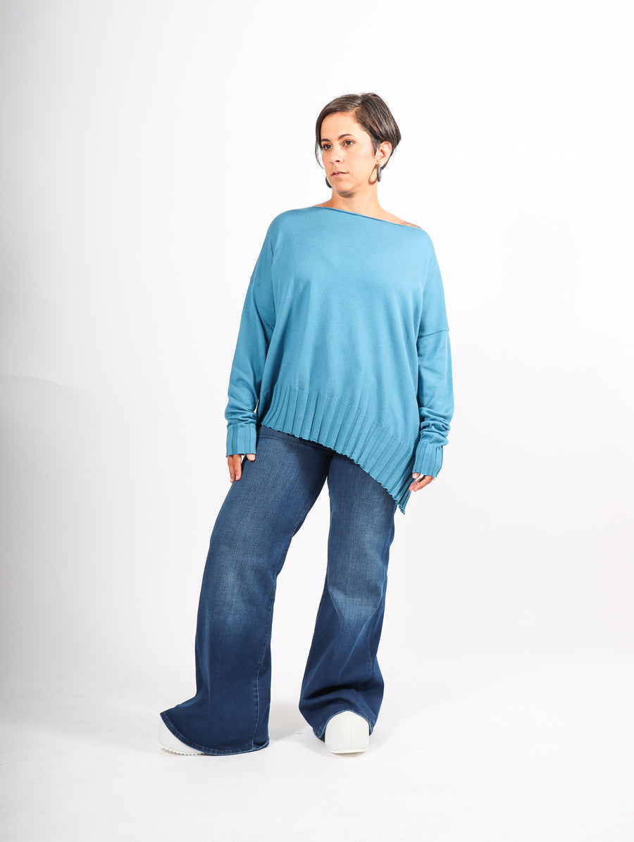 Boatneck Rib Sweater in Lake by Planet-Idlewild