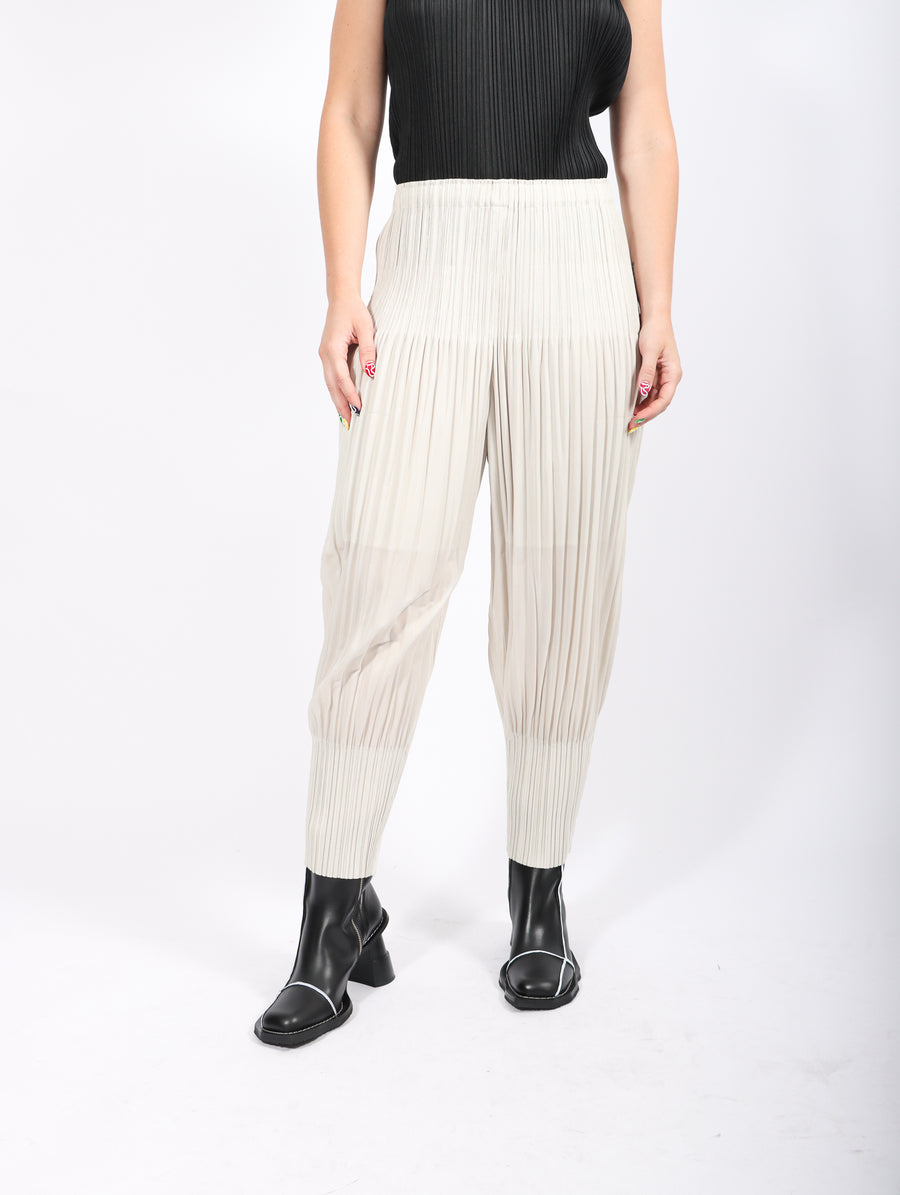Thicker Bottoms 2 Pants in Greige by Pleats Please Issey Miyake