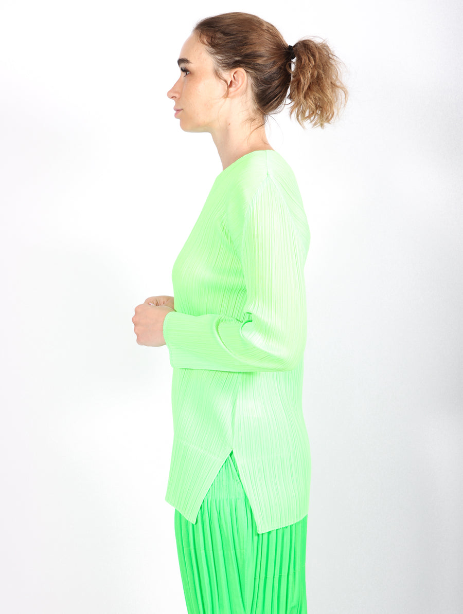 Monthly Colors September Top in Neon Green by Pleats Please Issey Miyake-Idlewild