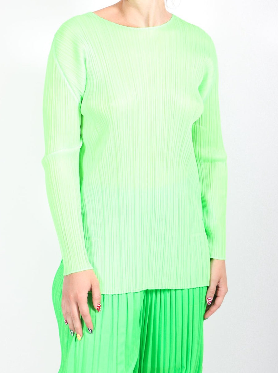 Monthly Colors September Top in Neon Green by Pleats Please Issey Miyake-Idlewild